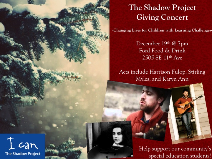 The Shadow Project giving concert – December 19th @7pm